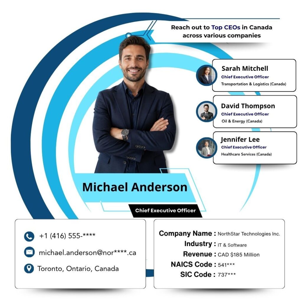 Reach out to Top CEOs in Canada across various companies