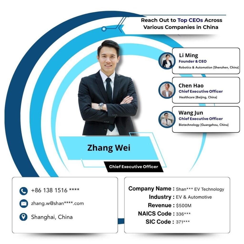Reach Out to Top CEOs Across Various Companies in China