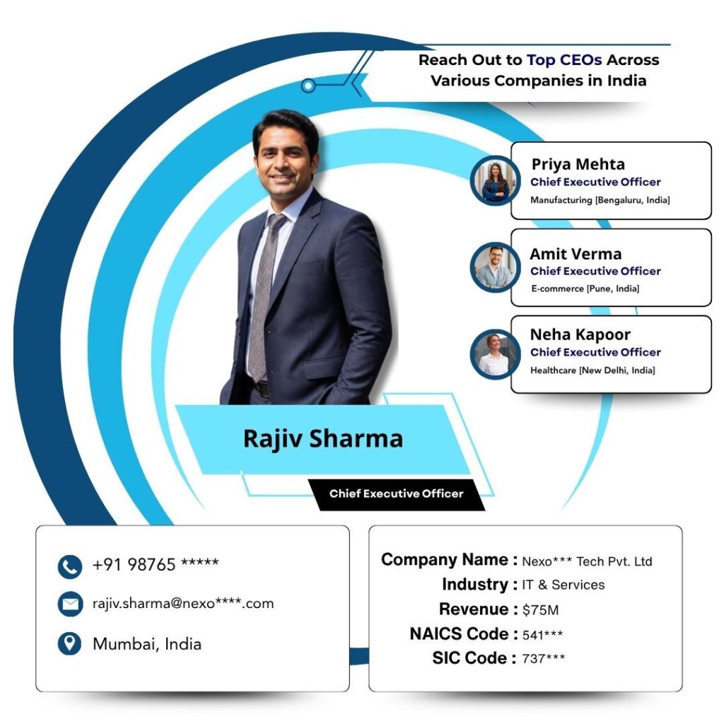 Reach Out to Top CEOs Across Various Companies in India